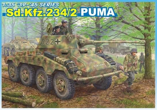 Niemiecki ciężki 8-kołowy samochód pancerny Sd.Kfz. 234/2 Puma, plastikowy model do sklejania Dragon 6256 w skali 1:35.-image_Dragon_6256_1
