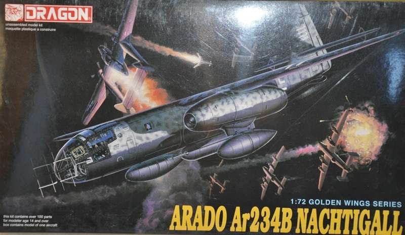 Niemiecki odrzutowy nocny myśliwiec Arado Ar234B Nachtigall, plastikowy model do sklejania Dragon 5012 w skali 1:72-image_Dragon_5012_1