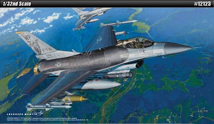Amerykański myśliwiec F-16 CG/CJ Fighting Falcon, plastikowy model do sklejania Academy 12123 w skali 1:32-image_Academy_12123_1