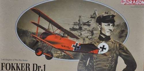 Myśliwiec z okresu WWI Fokker Dr.1 w skali 1:48, model do sklejania Dragon 5903.-image_Dragon_5903_1