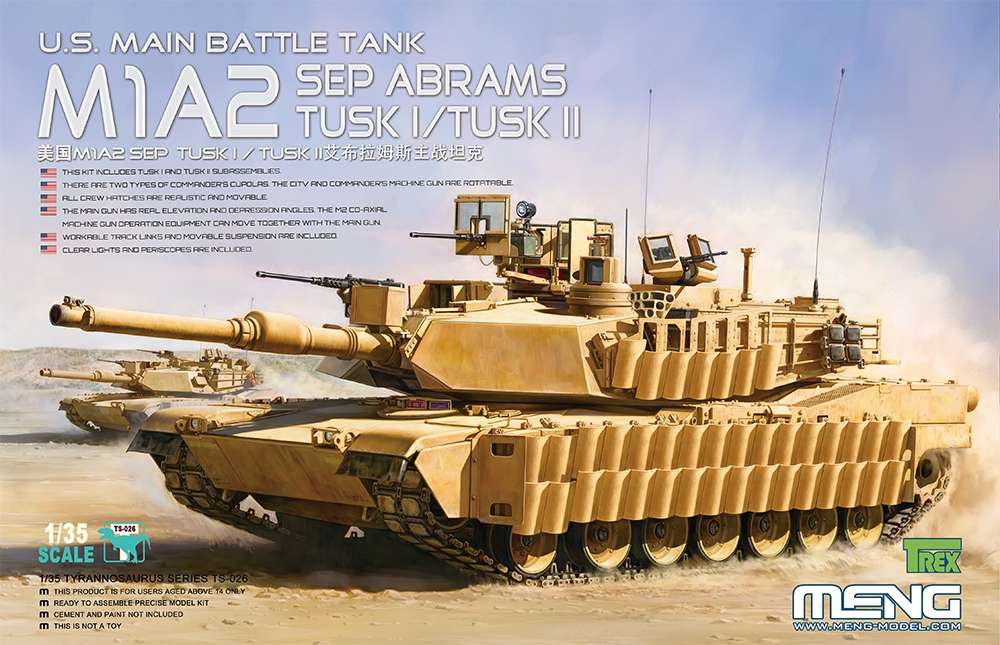 Amerykański czołg podstawowy M1A2 Abrams, plastikowy model do sklejania Meng TS-026 w skali 1:35-image_Meng_TS-026_1