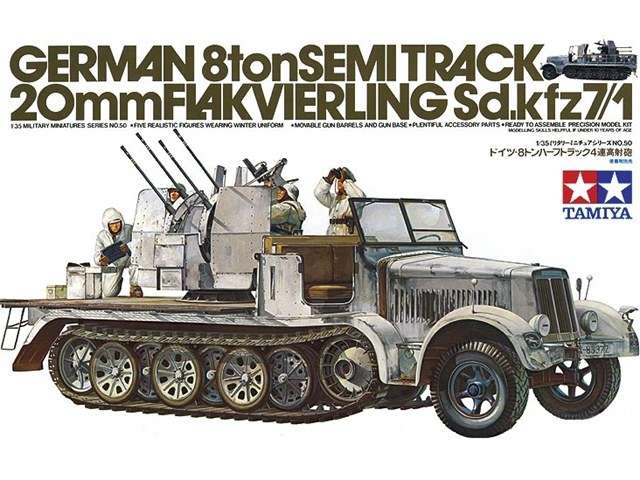 Plastikowy model do sklejania niemieckiego transportera półgąsienicowego Sdkfz 7 z działkiem plot 20mm.-image_Tamiya_35050_1