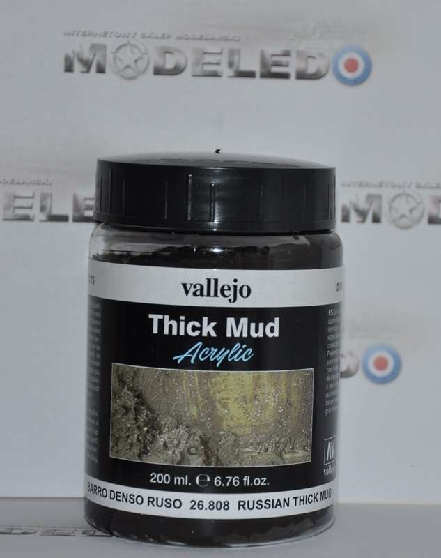 Masa akrylowa Vallejo 26808 Russian Thick Mud to tworzenia efektu ciemnego gęstego błota na dioramach, winietach i modelach. -image_Vallejo_26808_1