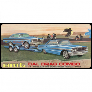 1964 Ford Galaxie & Trailer & Falcon Car 3in1 AMT 1223 skala 1-25
