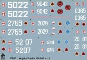 35D15 Polska kalkomania - Wojsko Polskie 1965-85 cz.1 - skala 1/35