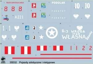 35D32 Polska kalkomania - Pojazdy zdobyczne i nietypowe w Wojsku polskim oraz PSZ - skala 1/35