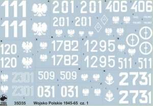 35D35 Polska kalkomania - Wojsko Polskie 1945-65 cz.1 - skala 1/35