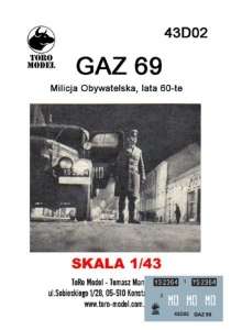 43D02 Kalkomania 1-43 GAZ 69 Milicja Obywatelska, lata 60-te
