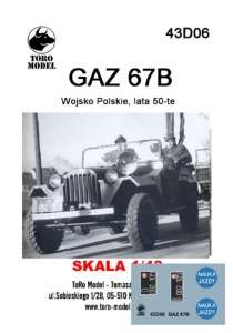 43D06 Kalkomania 1-43 GAZ 67B Wojsko Polskie, lata 50-te