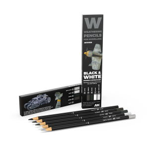 AK Interactive 10039 Black & White Set - Weathering Pencils 