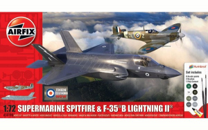 Airfix A50190 Zestaw z farbami Spitfire i F-35 B Lightning II modele 1/72 