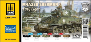 Ammo MIG 7459 Zestaw farb i washy do M4A3E8 Sherman Easy Eight