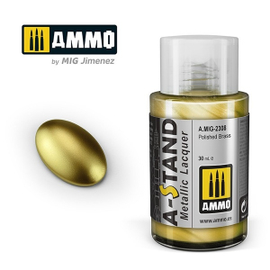 Ammo Mig 2308 A-Stand Polished Brass Metallic Lacquer 30ml 