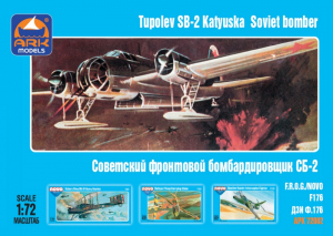 Tupolev SB-2 Katyuska Soviet bomber Ark Models 72002 in 1-72