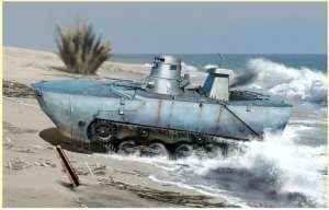 IJN Type 2 Ka-Mi Amphibious Tank w/Floating Pontoon in scale 1-35