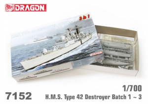 HMS Type 42 Destroyer Batch model Dragon 7152 in 1-700 3in1