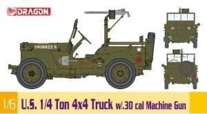 US 1/4 Ton 4x4 Truck w/30. cal Machine Gun in scale 1-6