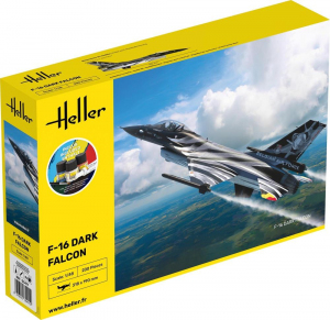 Heller 35411 Myśliwiec F-16 Dark Falcon z farbami i klejem 1/48