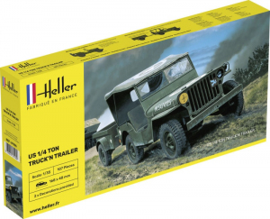 US 1/4 Ton Truckn Trailer model Heller 81105 in 1-35