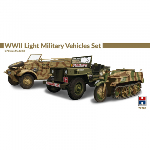 Hobby 2000 72705 WWII Light Military Vehicles Set (Kubelwagen, Kettenkraftrad, Jeep Willys) 1/72