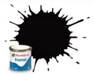 Coal Black Satin - enamel paint 14ml Humbrol 085
