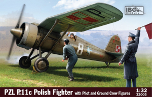 IBG 32005 PZL P.11c Polish Fighter with Pilot & Ground Crew Figures 1/32