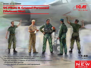 US Pilots and Ground Personnel Vietnam War ICM 48087 in 1-48