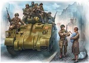 MB 35164 The 101st light company. US Paratroopers & British Tankman, France, 1944  