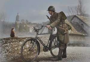 MB 35173 Francuski żołnierz z rowerem (fototrawione elementy) - WWII