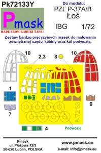 Masks for the plane PZL P-37 A/B Łoś Pmask in 1-72