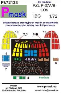 Masks for the plane PZL P-37A/B Łoś Pmask in 1-72