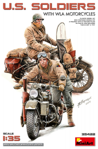 MiniArt 35422 U.S. Soldiers with WLA Motorcycles scale 1/35