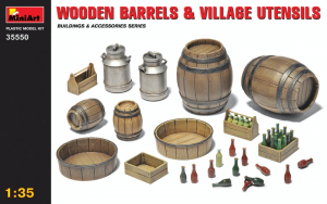 Wooden Barrels and Village Utensils MiniArt 35550 in 1-35