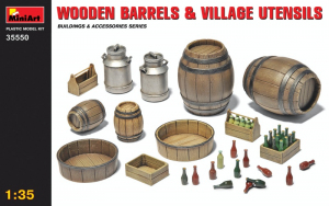 Wooden Barrels and Village Utensils MiniArt 35550 in 1-35 