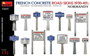 French Concrete Road Signs 1930-40 Normandy model MiniArt 35669 in 1-35