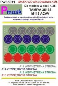 Masks - wheels - M113 ACAV Tamiya 35011 1-35 Pmask Pw35011