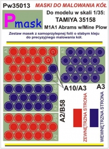Masks - wheels - M1A1 Abrams Tamiya 35158 1-35 Pmask Pw35013
