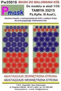 Masks - wheels - Pz.Kpfw.III Ausf.L Tamiya 35215 1-35 Pmask Pw35018