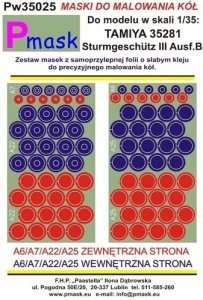 Masks - wheels - StuG III Ausf.B Tamiya 35281 1-35 Pmask Pw35025