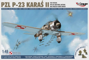 PZL P-23 Karaś II with 3 crew figures model 481601 skala 1-48