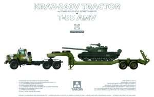 Kraz-260V Tractor and T-55 AMV in scale 1-35