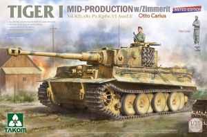 Takom 2200 Tiger I Mid Production w/Zimmerit & Otto Carius 1/35