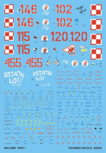 Techmod 32055 Kalkomania polska do samolotu MiG-23 skala 1-32