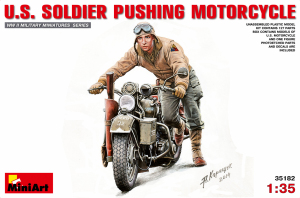 U.S. Soldier pushing Motorcycle 35182 MiniArt model 1:35