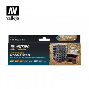 Vallejo 80256 Zestaw 8 farb Wizkids Premium Wood and Steel