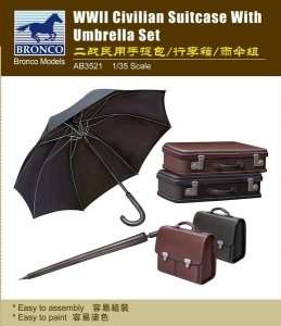 Civilian Suitcase With Umbrella Set (II World War) 1:35 