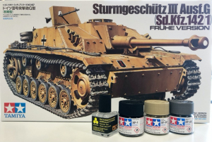 Gift set Sturmgeschutz III Ausf.G Fruhe Version in scale 1-35 with paints and glue