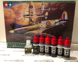 Gift set model Spitfire Tamiya 61033 with paints and glue