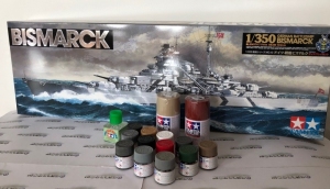 Gift Set Tamiya 78013 Bismarck with paints and glue
