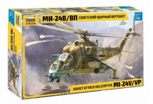 Soviet Attack Helicopter MI-24V-VP model Zvezda 4823 in 1-48